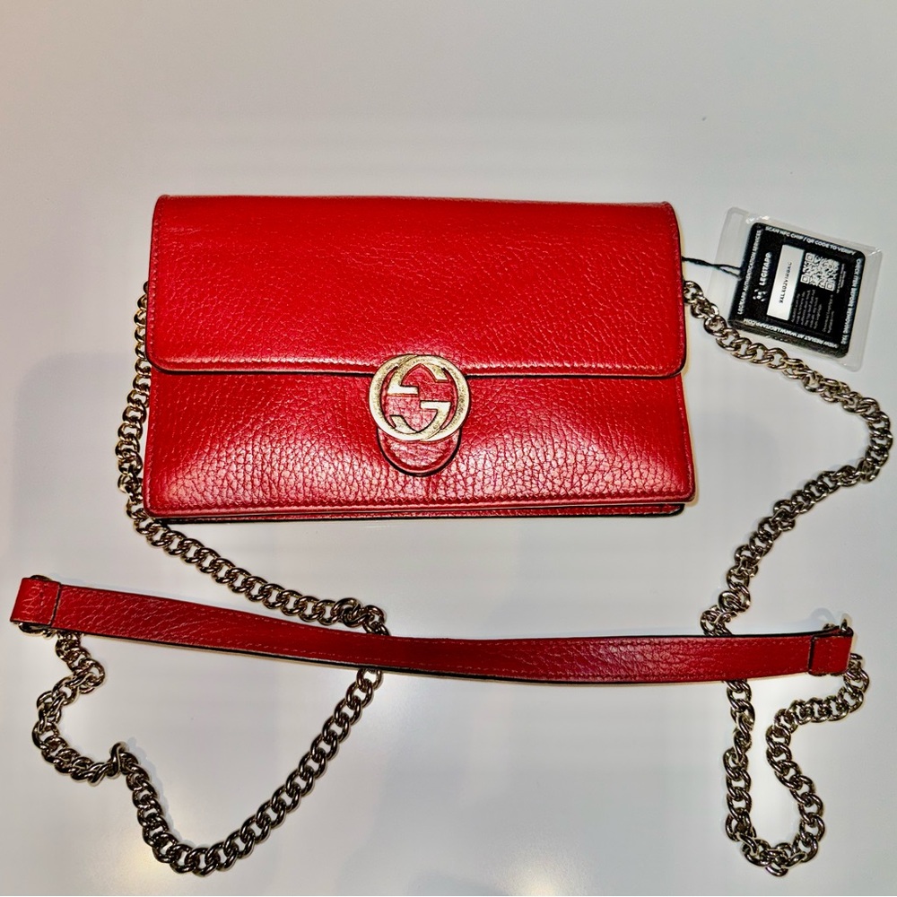 Gucci Interlocking G Wallet on Chain. Will fit a phone.
